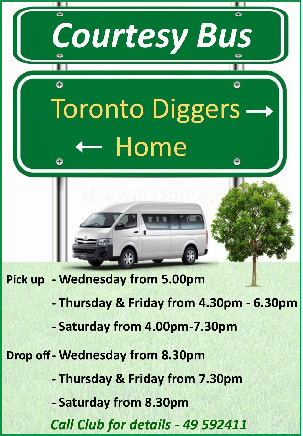 Toronto Diggers Courtesy Bus